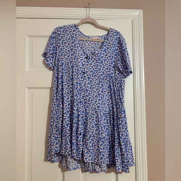 NWOT Pink Lily Blue and pink Floral Dress - Picture 1 of 8